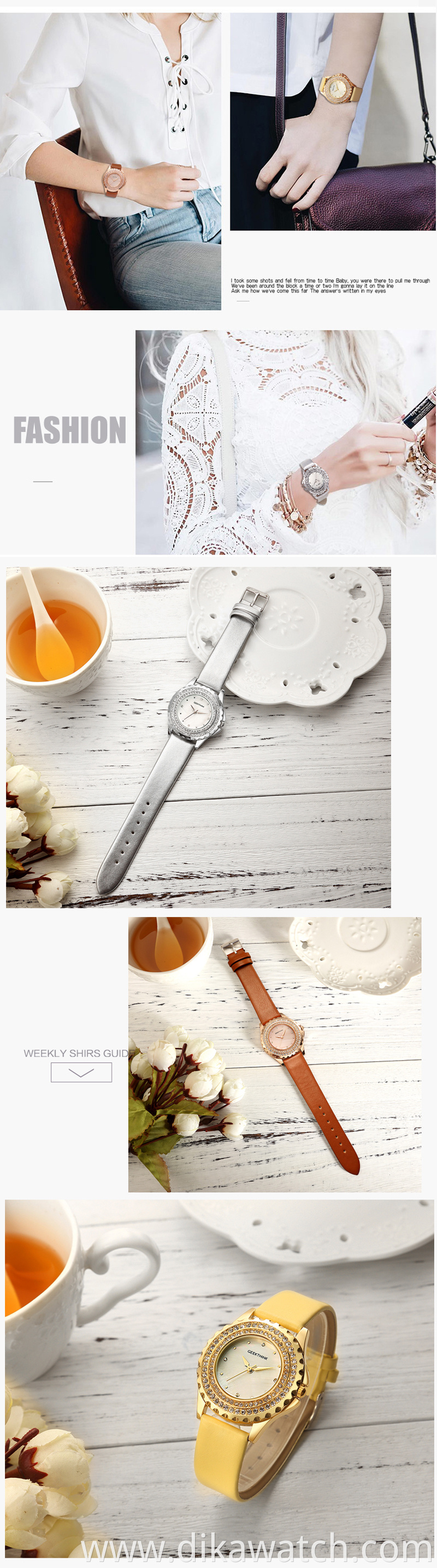 Geekthink 9011 Explosive Hot Selling Diamond Quartz Watch Leather Strap Leather Women Watch Wrist